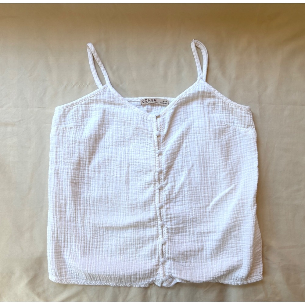 Anthropology Dolan Left Coast Collection White Gauze Button Cami Tank Top Medium